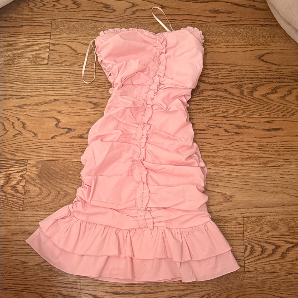 Hello Molly Strapless Pink Ruffle Dress